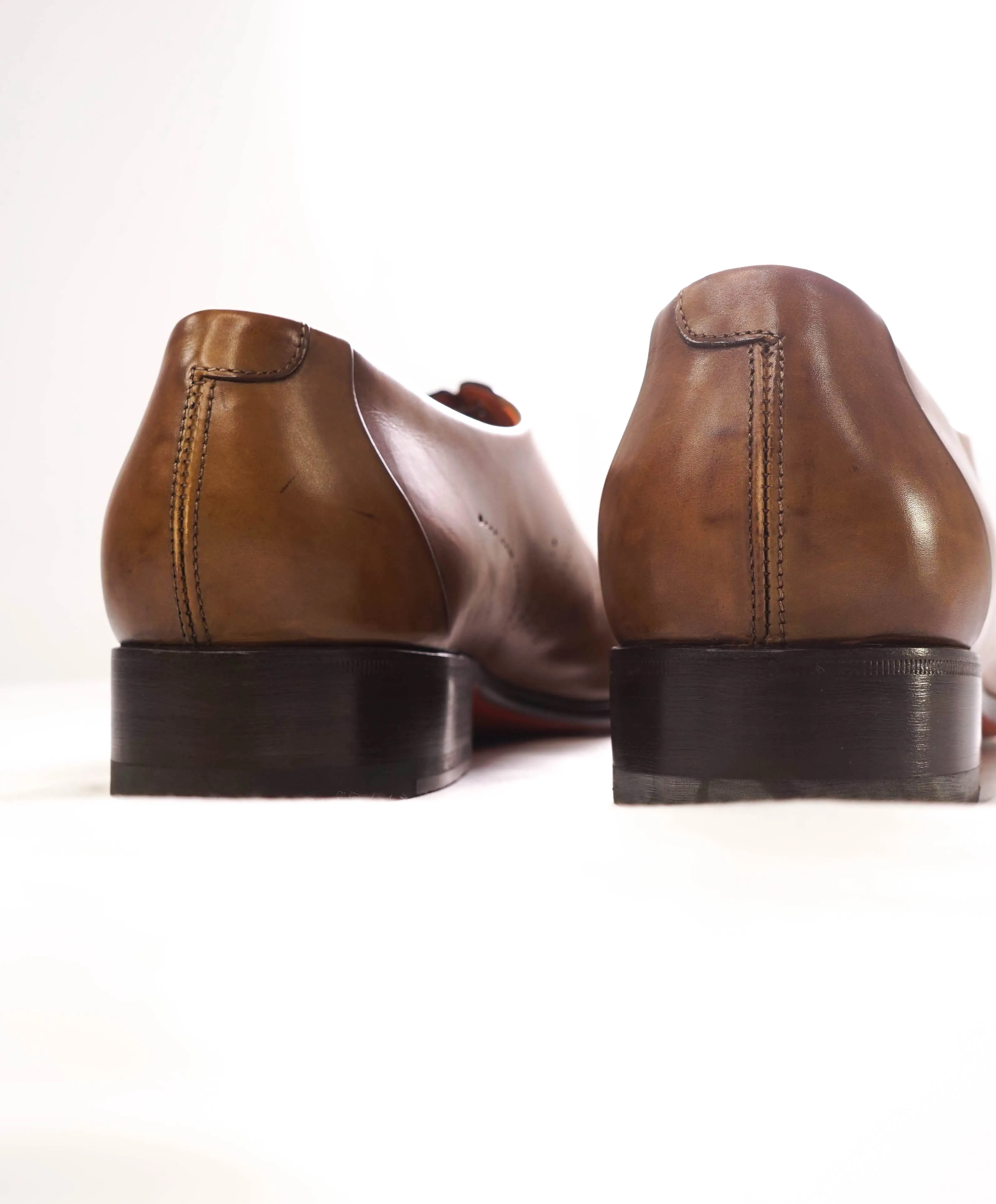$1,295 SANTONI - "Fatte A Mano" Neutral Patina Texture Hand Made Oxford - 13 US (12 Santoni)