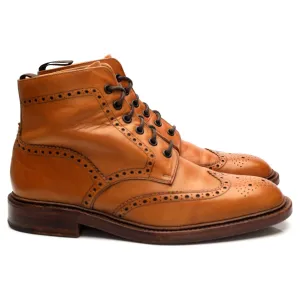 1880 'Burford' Tan Brown Brogue Boot UK 8 F