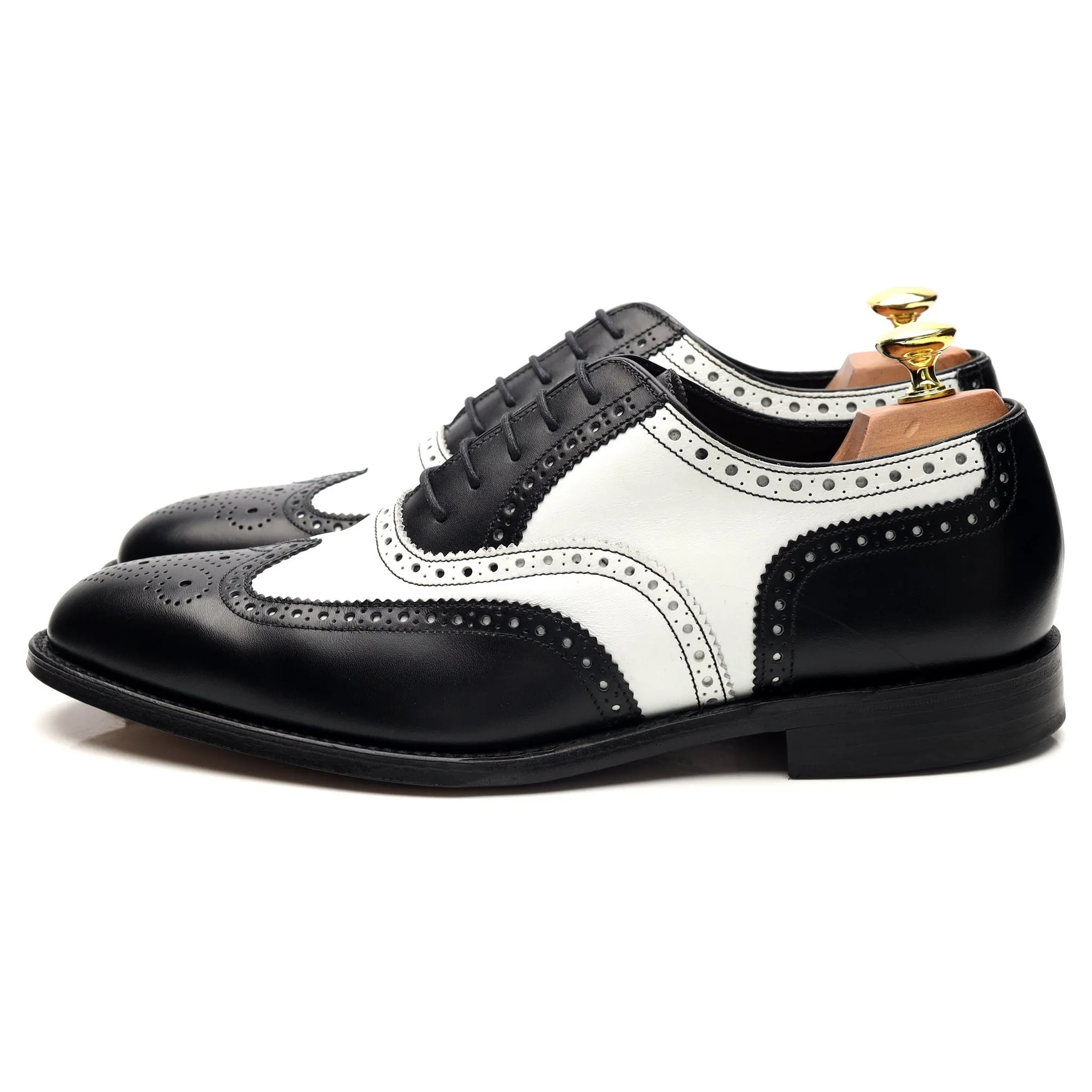 1880 'Sloane' Black and White Leather Spectator Oxford Brogue UK 8 F