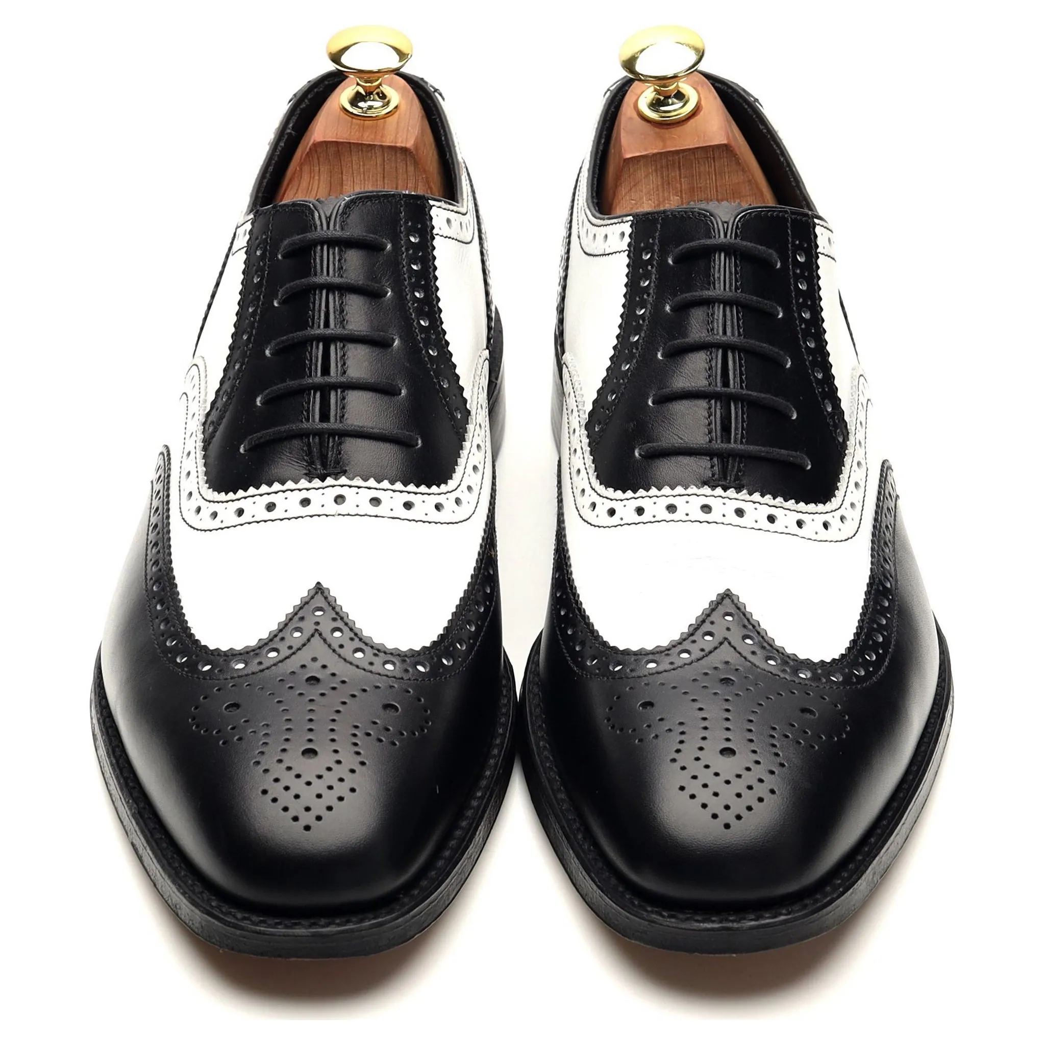 1880 'Sloane' Black and White Leather Spectator Oxford Brogue UK 8 F
