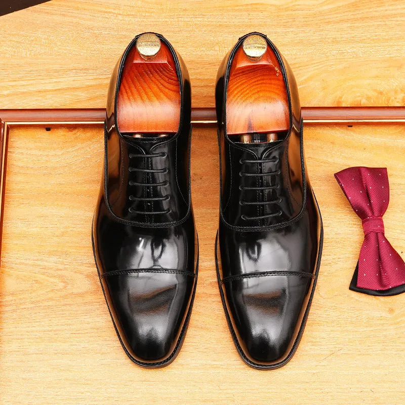 2025 Douyin Internet celebrity patent leather glossy dress business leather shoes pointed men's leather Oxford shoes British style wedding shoes