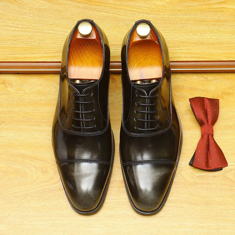 2025 Douyin Internet celebrity patent leather glossy dress business leather shoes pointed men's leather Oxford shoes British style wedding shoes