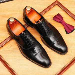 2025 Douyin Internet celebrity patent leather glossy dress business leather shoes pointed men's leather Oxford shoes British style wedding shoes