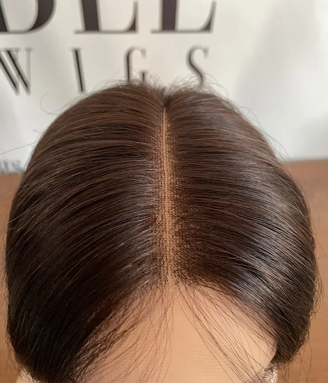 22 inch Brown Color Lace Top Wig with Wavy Hair