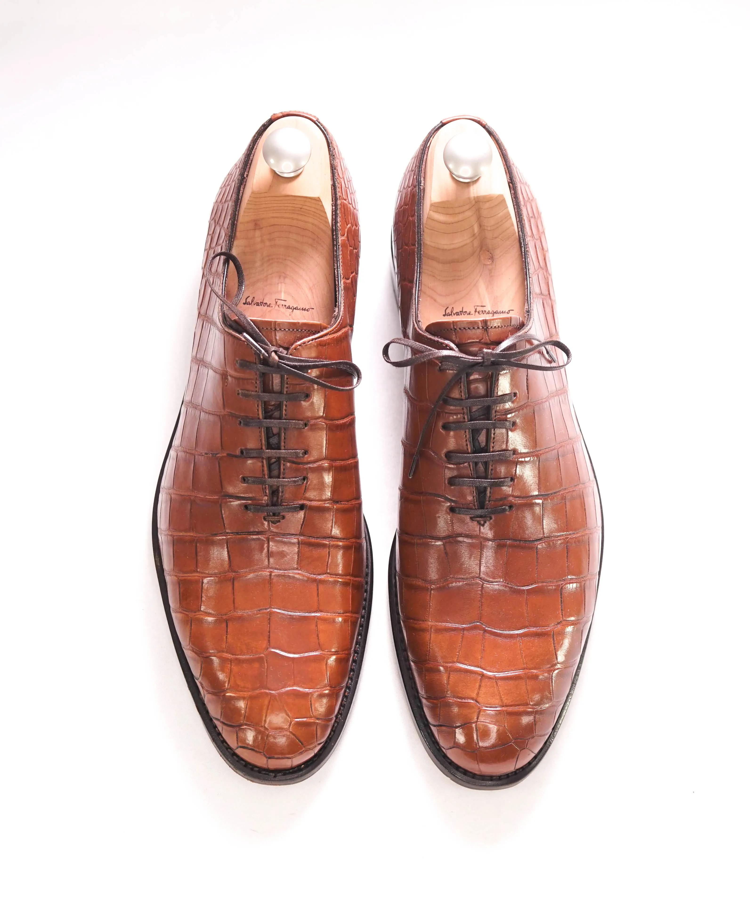 $4,200 SALVATORE FERRAGAMO - *CROCODILE SKIN* Angiolo 2 Tramezza Oxford - 9.5 D