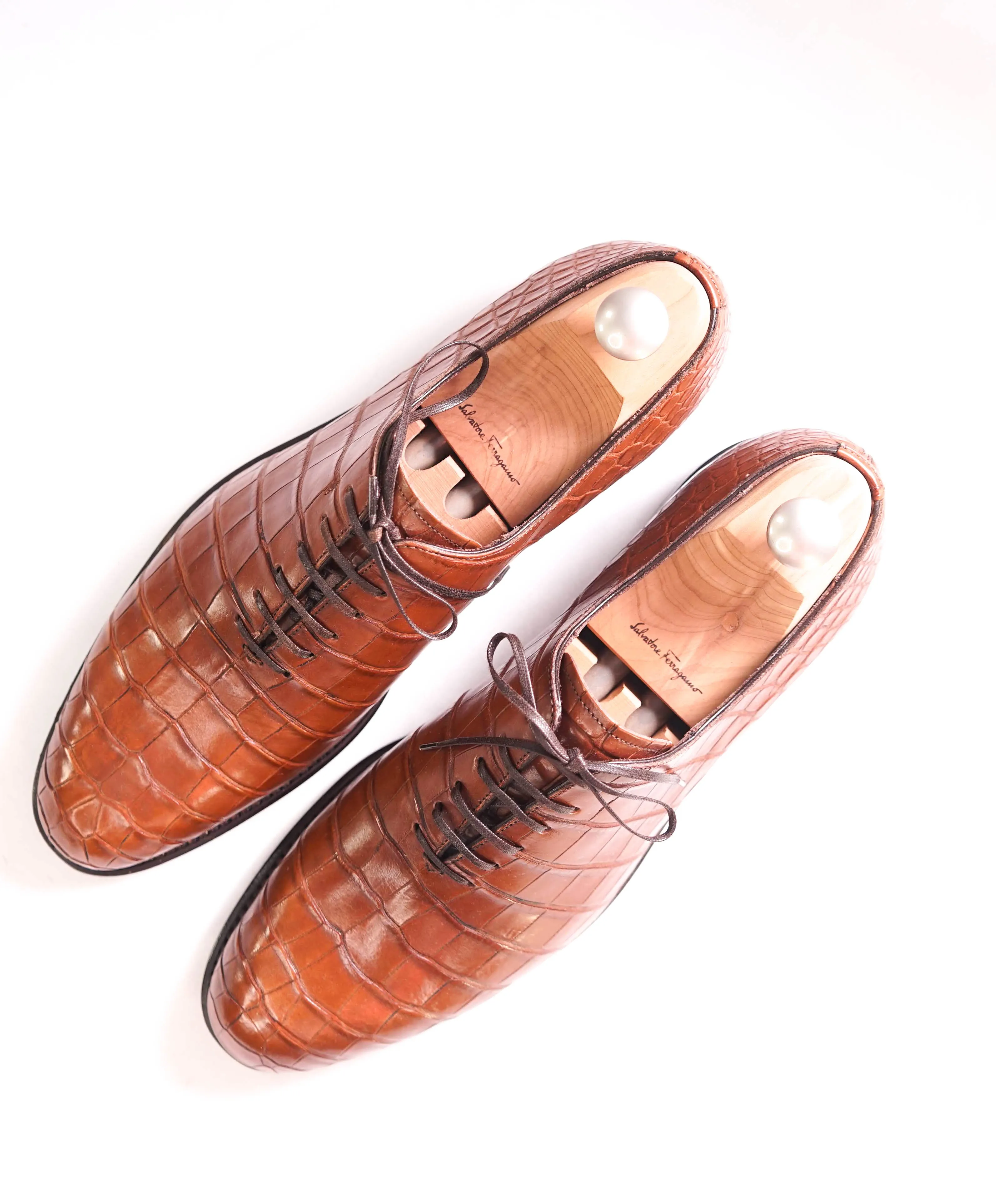 $4,200 SALVATORE FERRAGAMO - *CROCODILE SKIN* Angiolo 2 Tramezza Oxford - 9.5 D