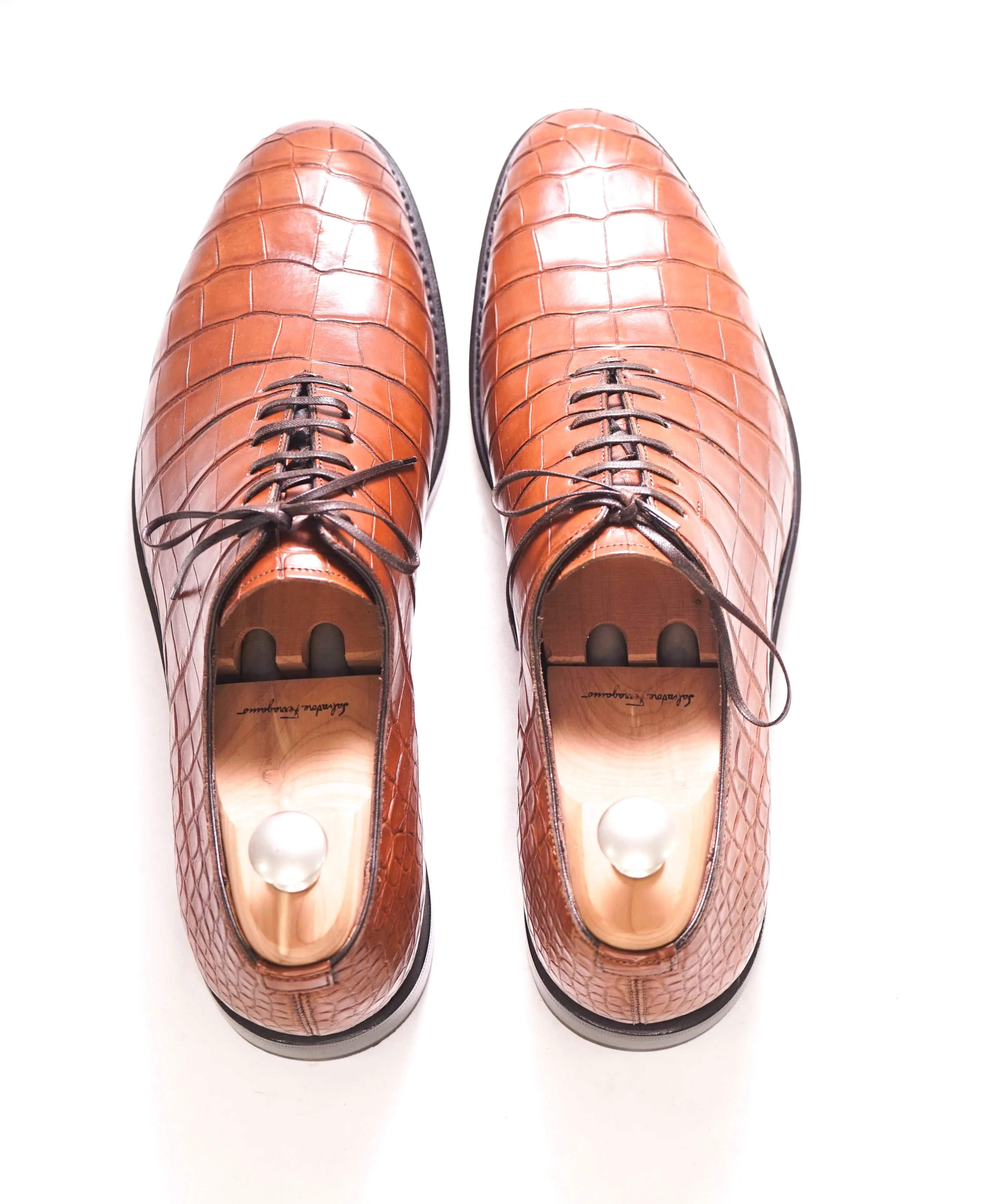 $4,200 SALVATORE FERRAGAMO - *CROCODILE SKIN* Angiolo 2 Tramezza Oxford - 9.5 D