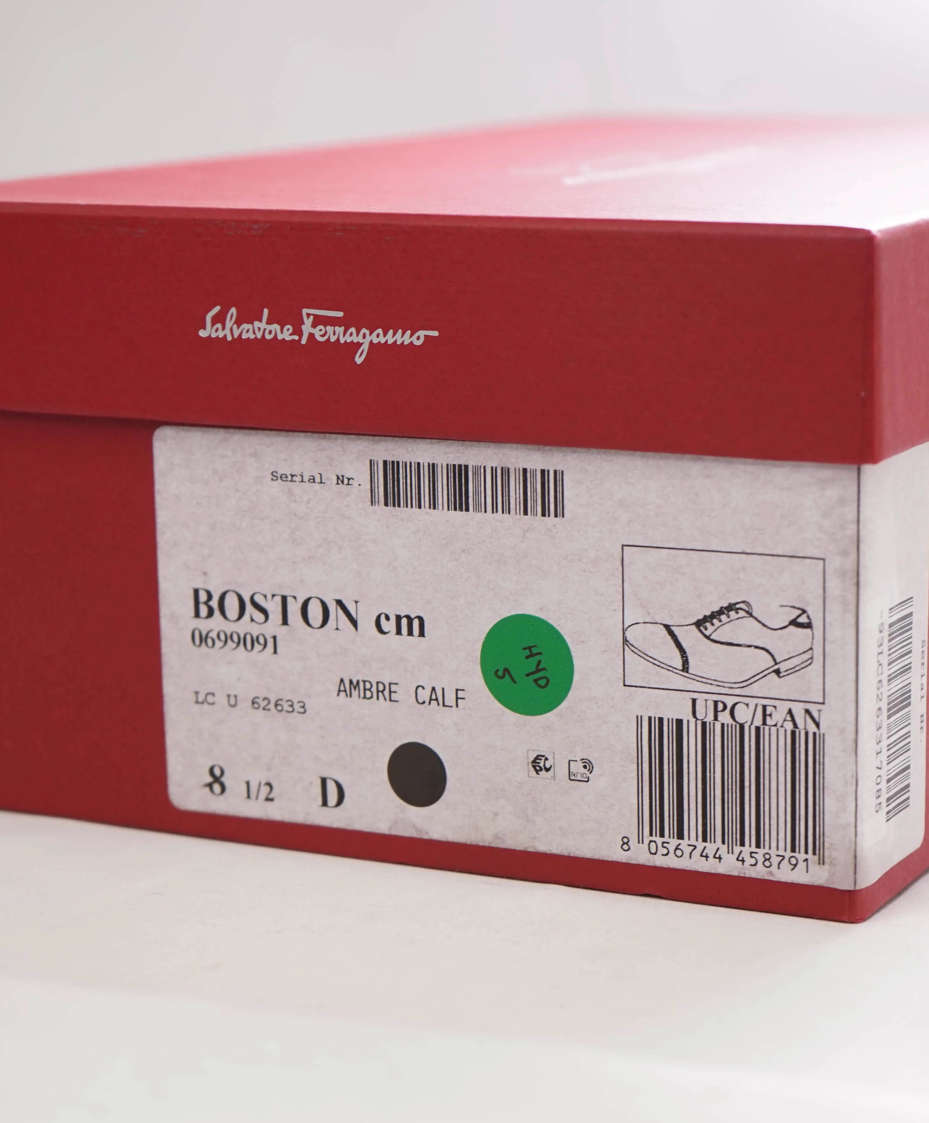 $750 SALVATORE FERRAGAMO - "BOSTON" Apron-Toe Oxford - 8.5 D US