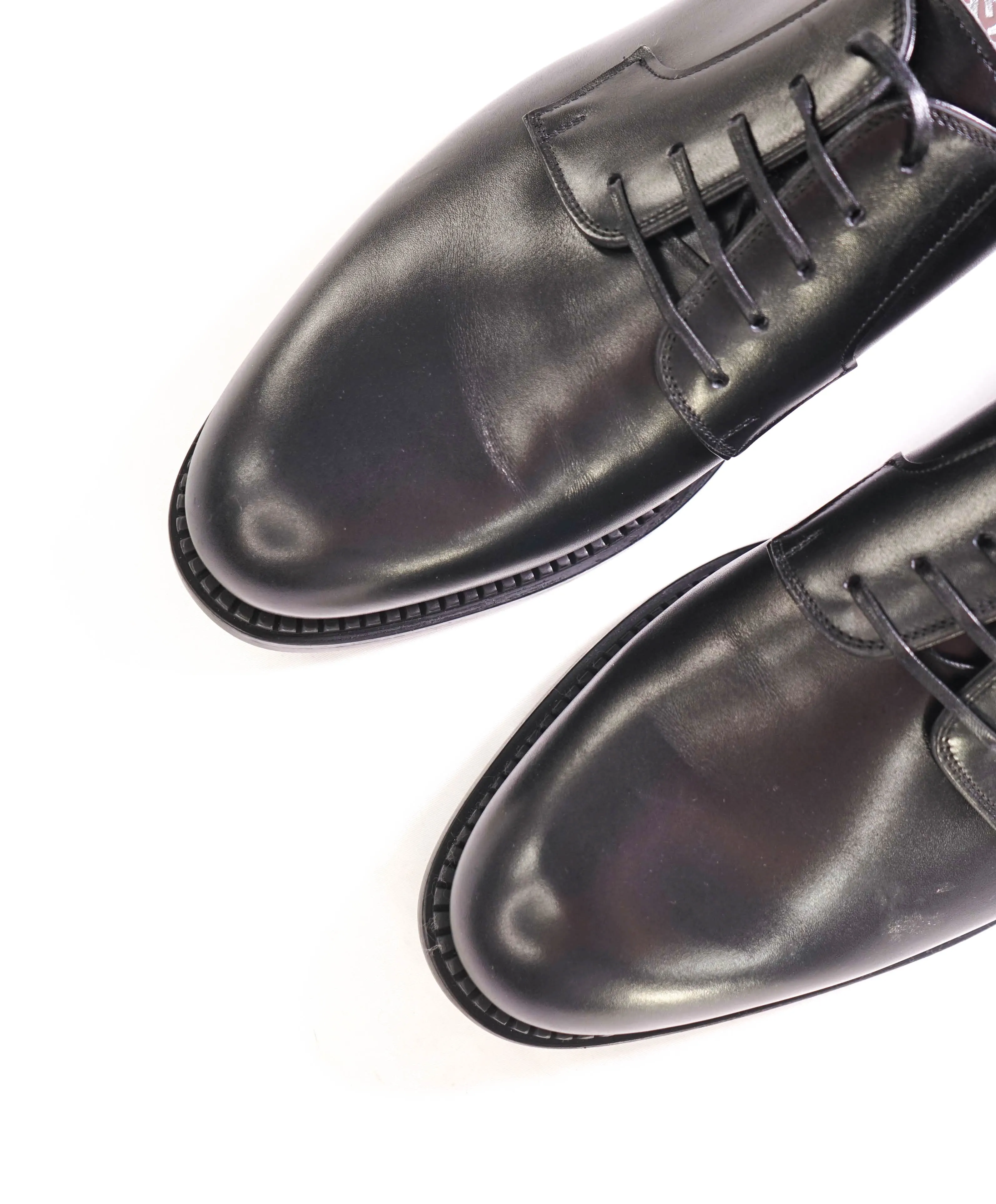 $895 SALVATORE FERRAGAMO - Black Leather Smooth Vamp Lace-Up Oxford  - 10.5