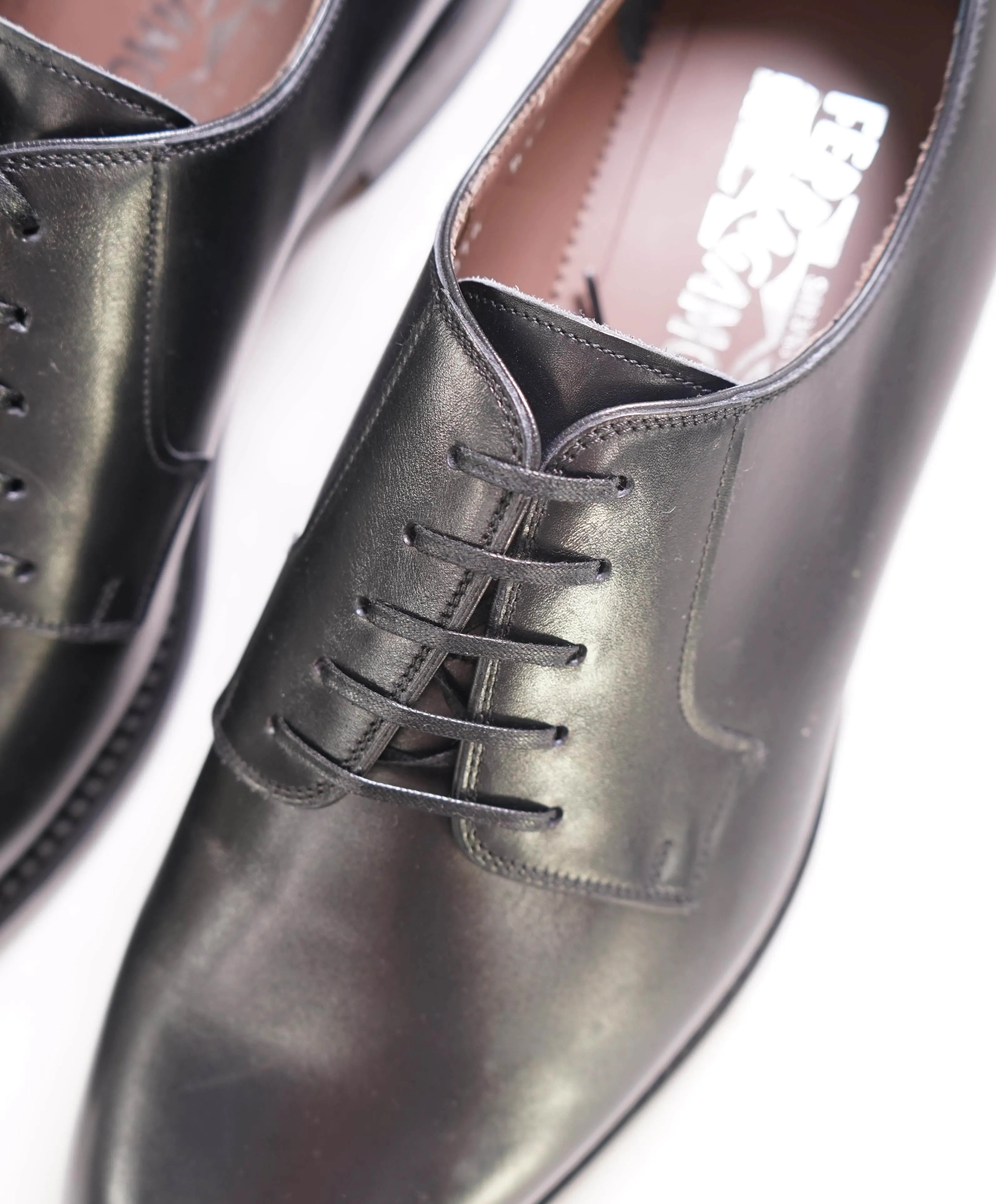$895 SALVATORE FERRAGAMO - Black Leather Smooth Vamp Lace-Up Oxford  - 10.5