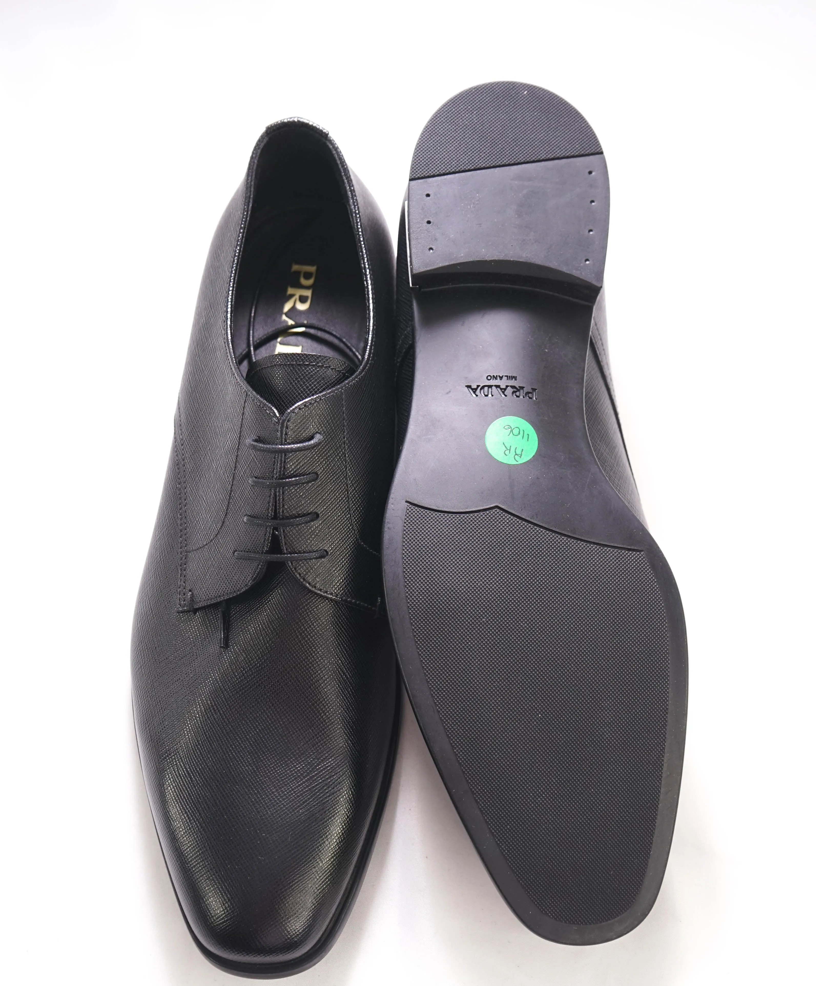 $950 PRADA - Black Saffiano Leather Oxfords - 11.5US (10.5 Prada)