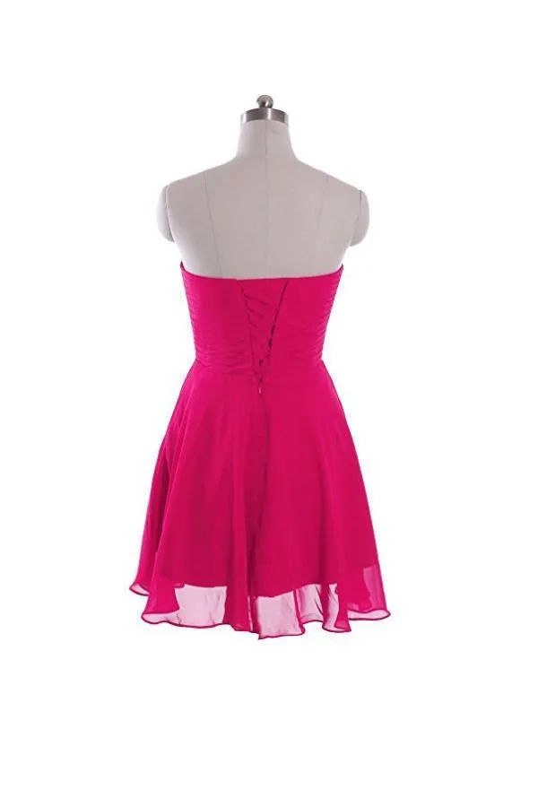A-line Chiffon Short Strapless Sweetheart Prom Dress PG057