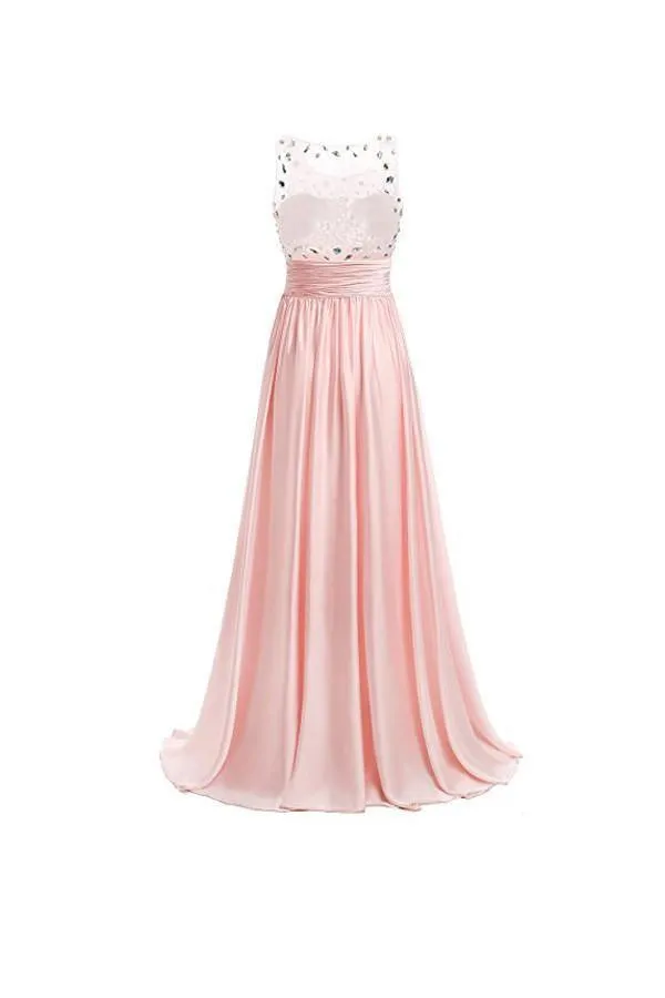A-line Prom Dresses Floor Length Chiffon Evening Gowns PG255