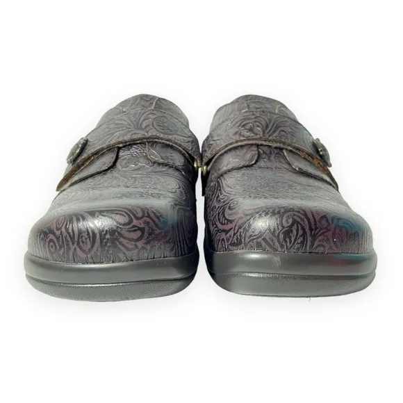 Alegria Joleen Molasses Brown Tooled Leather Slip On Oxford Size 40 / 10