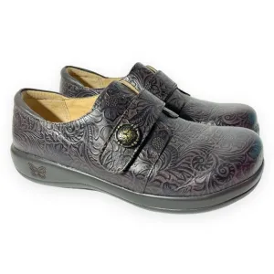 Alegria Joleen Molasses Brown Tooled Leather Slip On Oxford Size 40 / 10