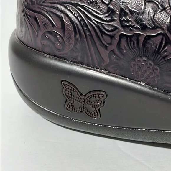 Alegria Joleen Molasses Brown Tooled Leather Slip On Oxford Size 40 / 10