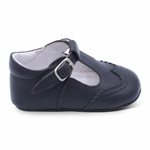 'Alex' Boys Navy Leather Pre-Walker Shoes