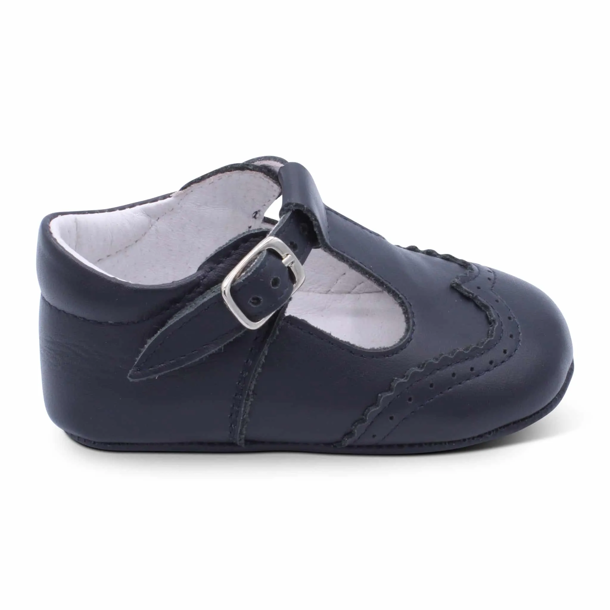 'Alex' Boys Navy Leather Pre-Walker Shoes