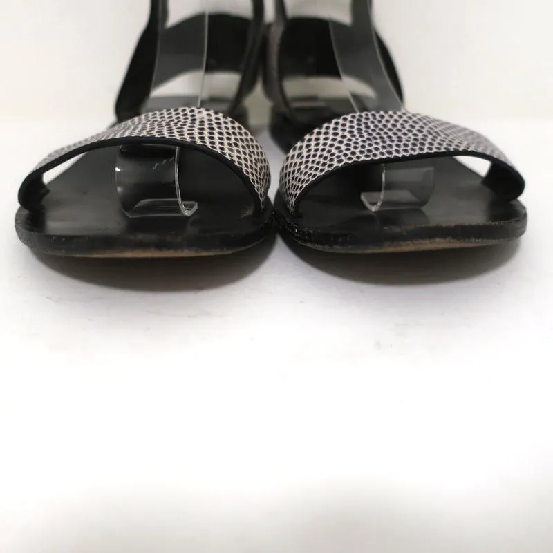 Alexander Wang Ankle Cuff Flat Sandals Alek White/Black Embossed Leather Size 37