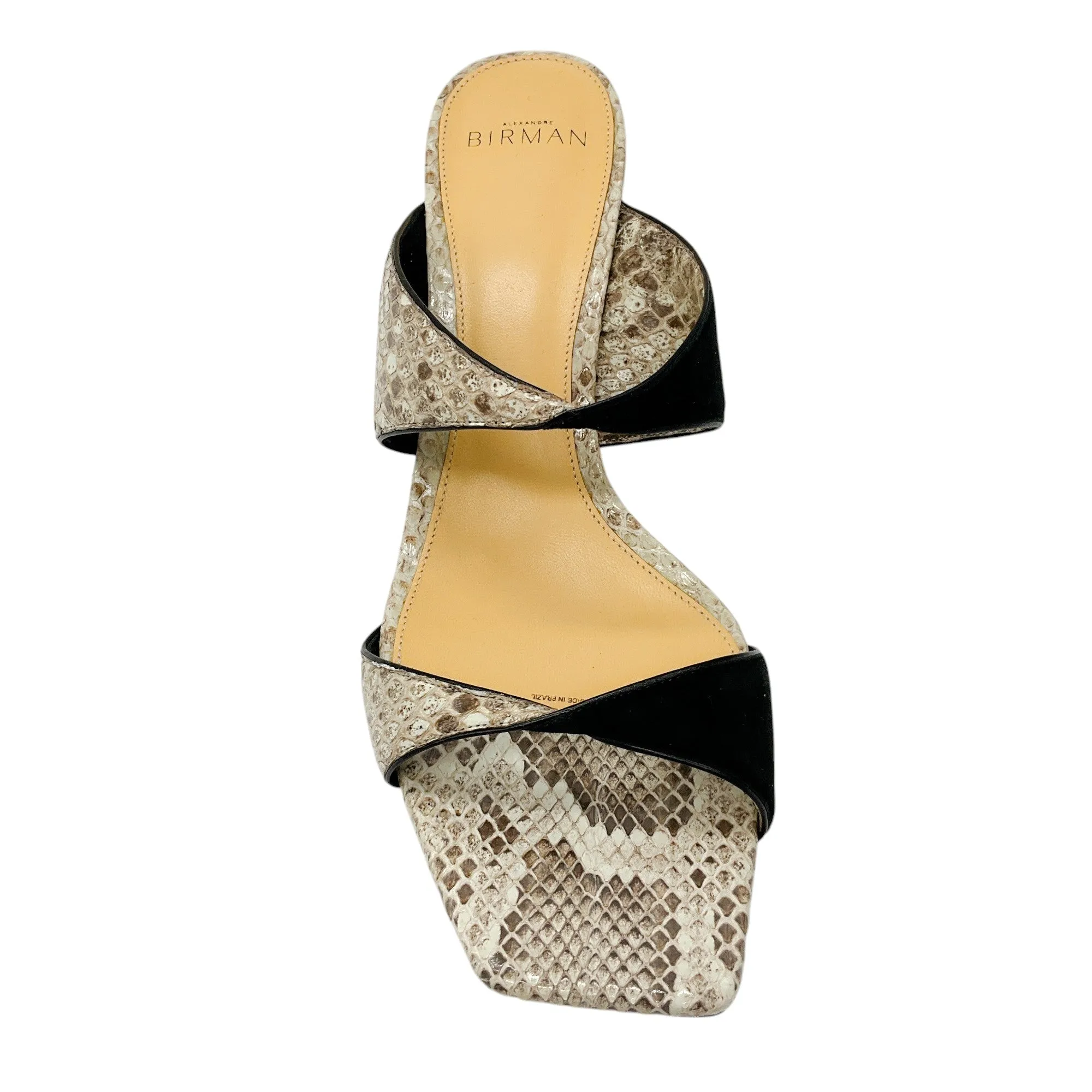Alexandre Birman Beige / Black Miki Python-Embossed Leather Sandals