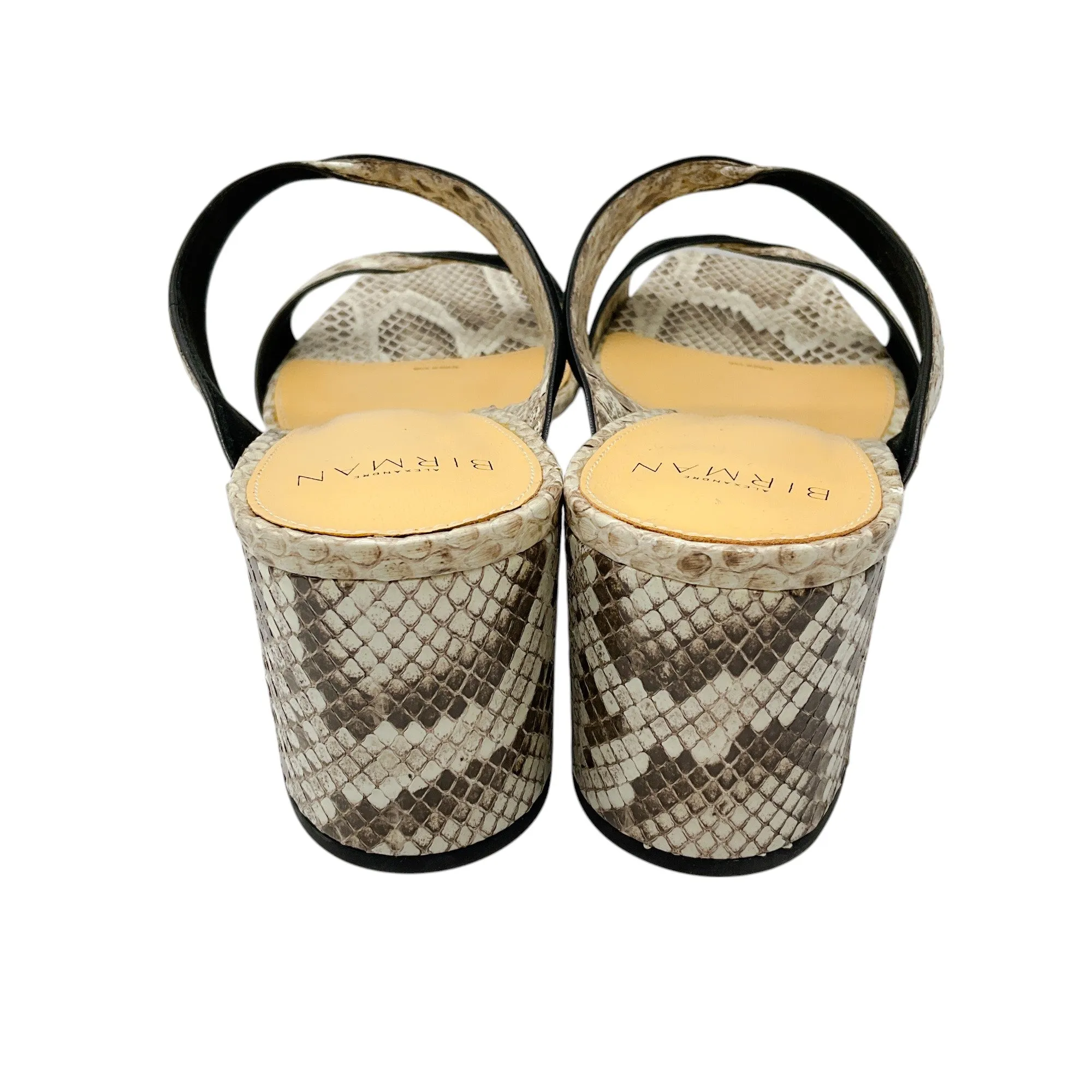 Alexandre Birman Beige / Black Miki Python-Embossed Leather Sandals