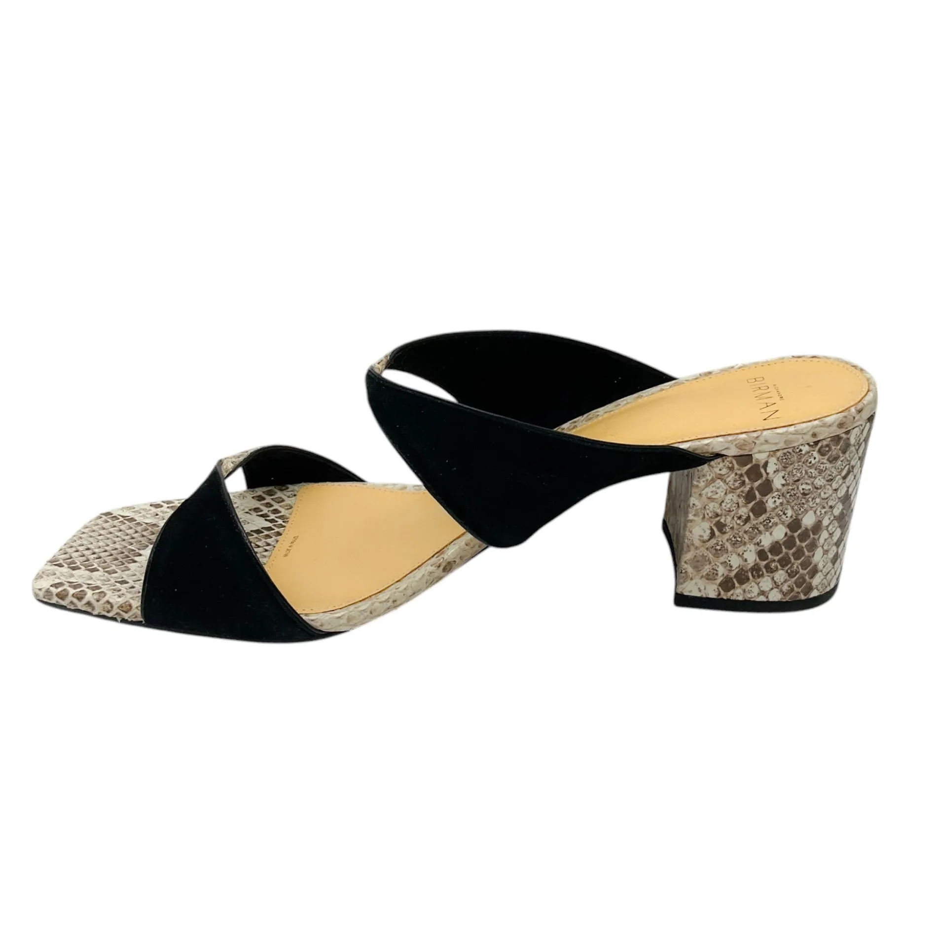 Alexandre Birman Beige / Black Miki Python-Embossed Leather Sandals