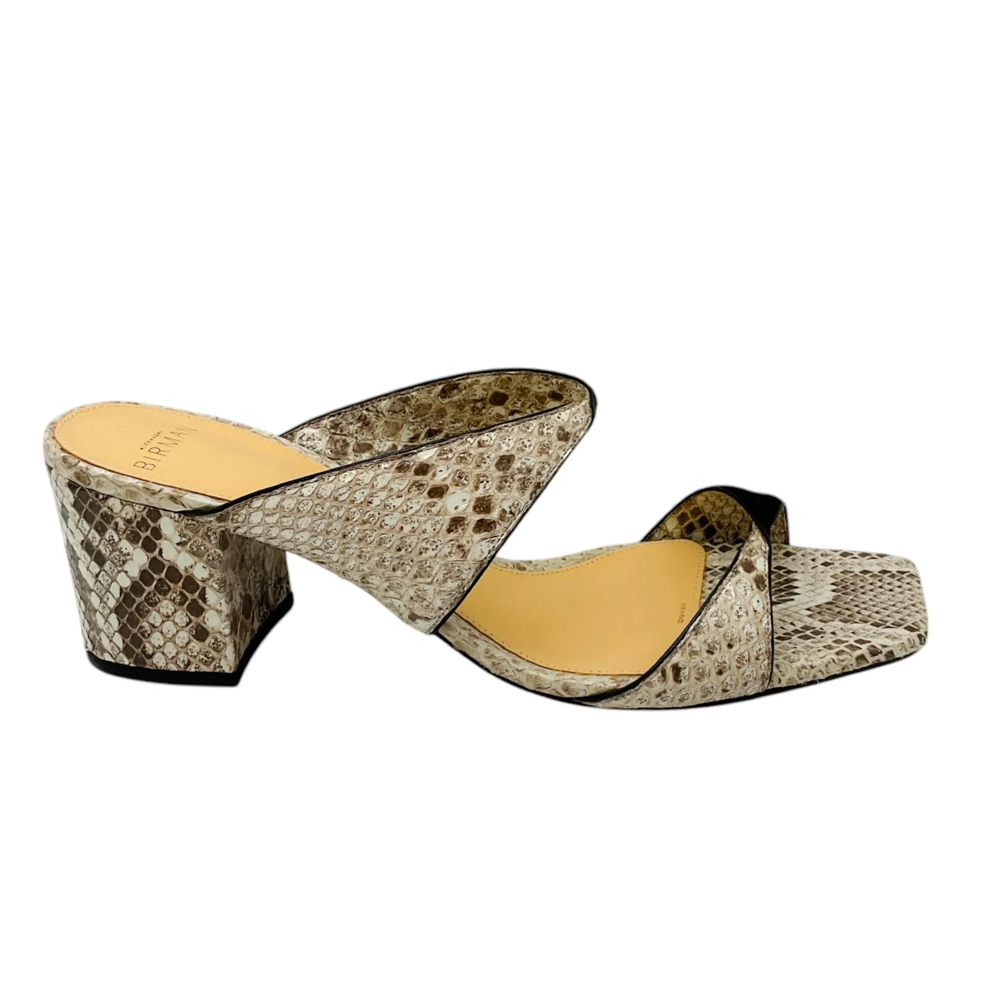 Alexandre Birman Beige / Black Miki Python-Embossed Leather Sandals
