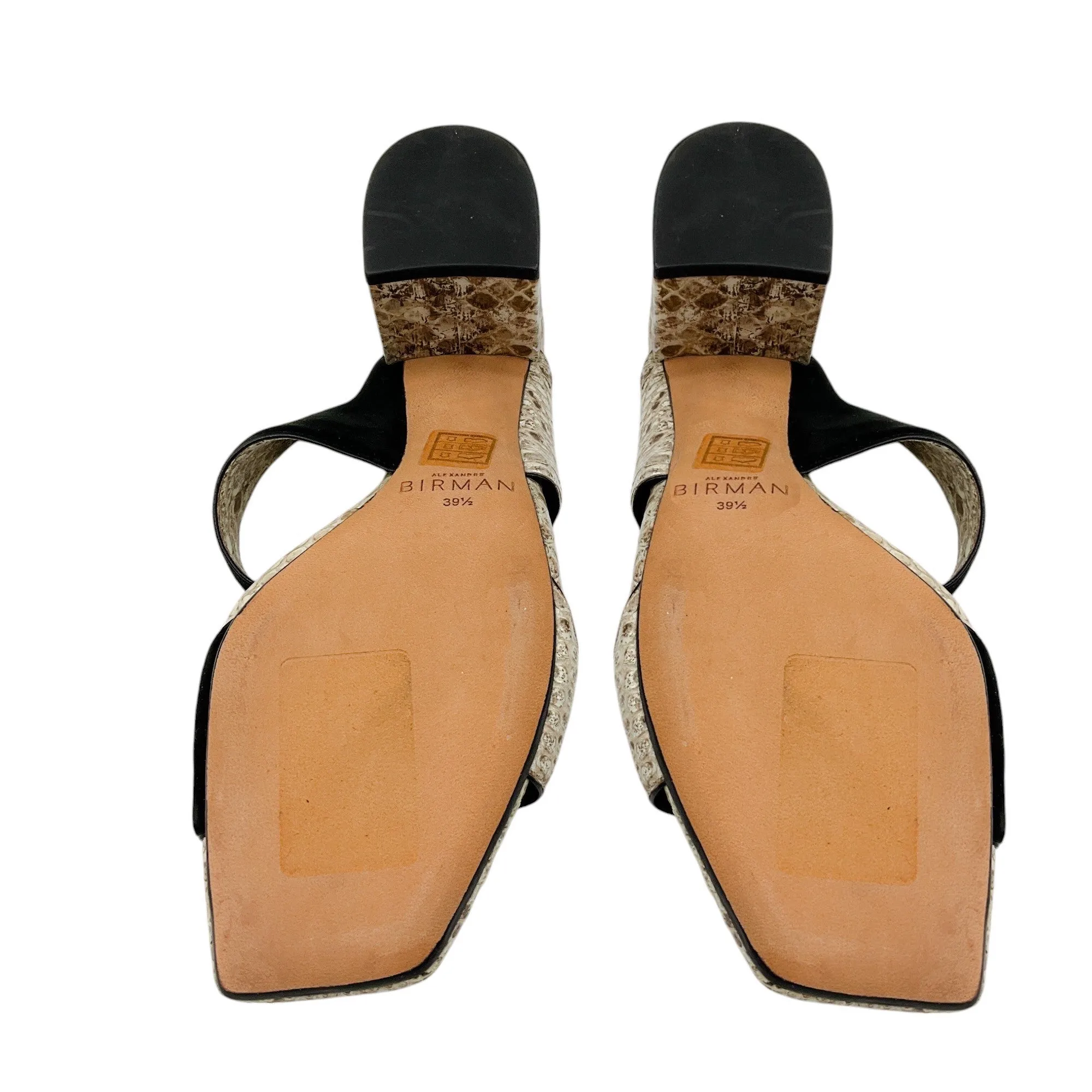 Alexandre Birman Beige / Black Miki Python-Embossed Leather Sandals