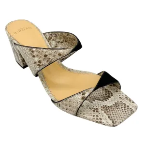 Alexandre Birman Beige / Black Miki Python-Embossed Leather Sandals