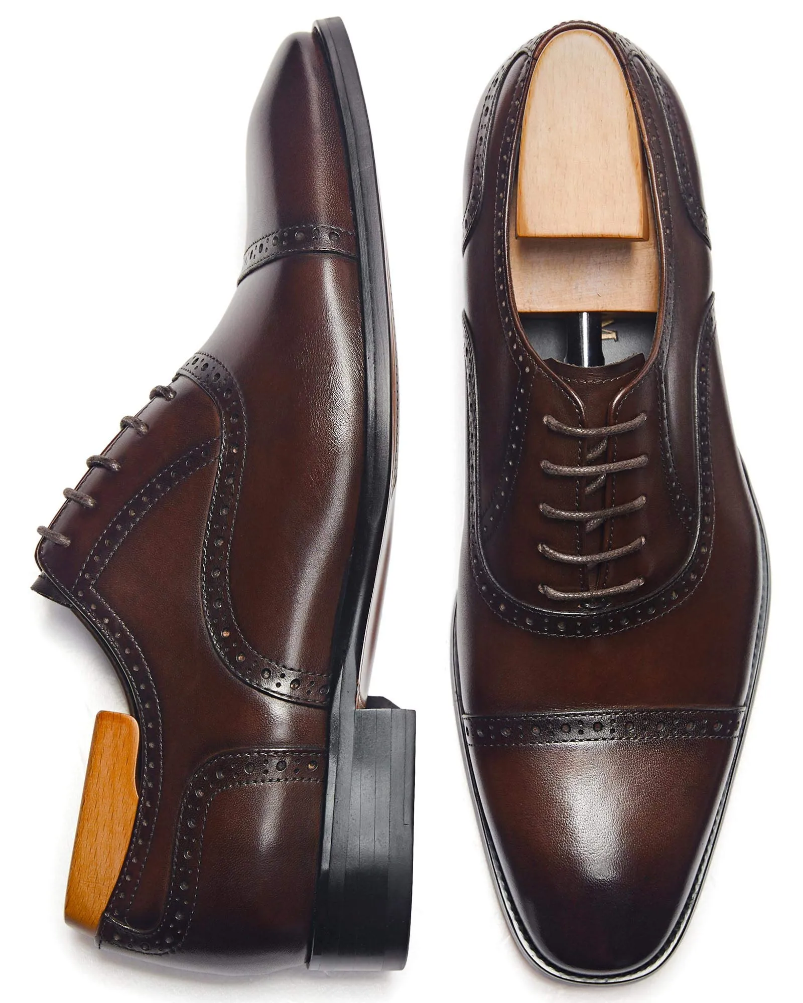 ALIPASINM Mens Oxford Leather Formal Dress Shoes Dark Brown, 11