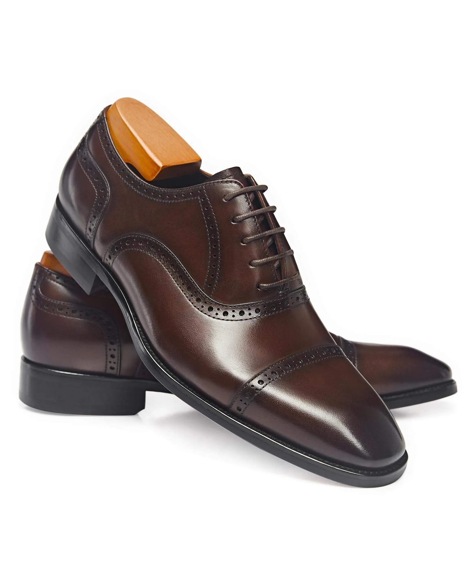 ALIPASINM Mens Oxford Leather Formal Dress Shoes Dark Brown, 11
