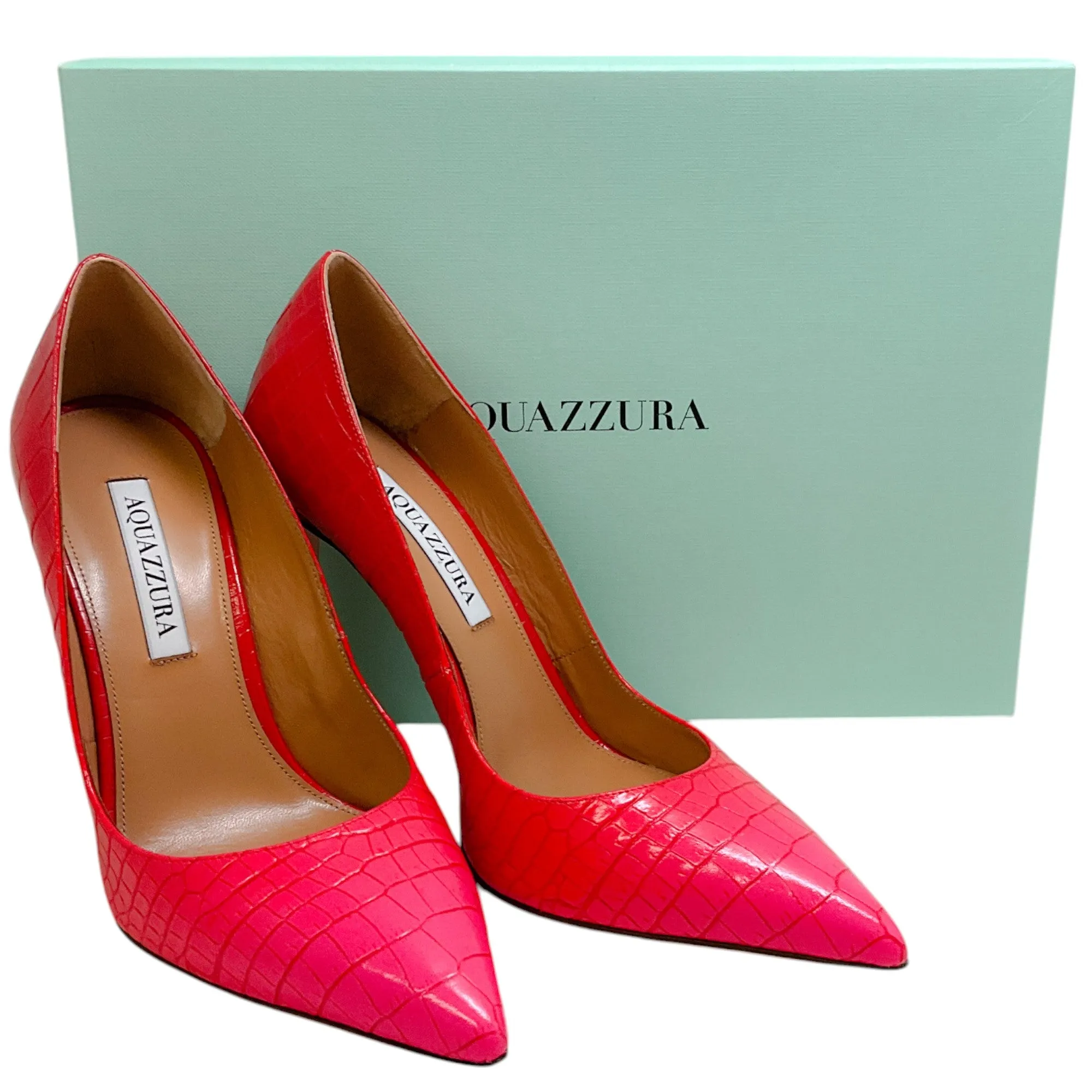 Aquazzura Pink Ombre Croc Embossed Purist 105 Pumps