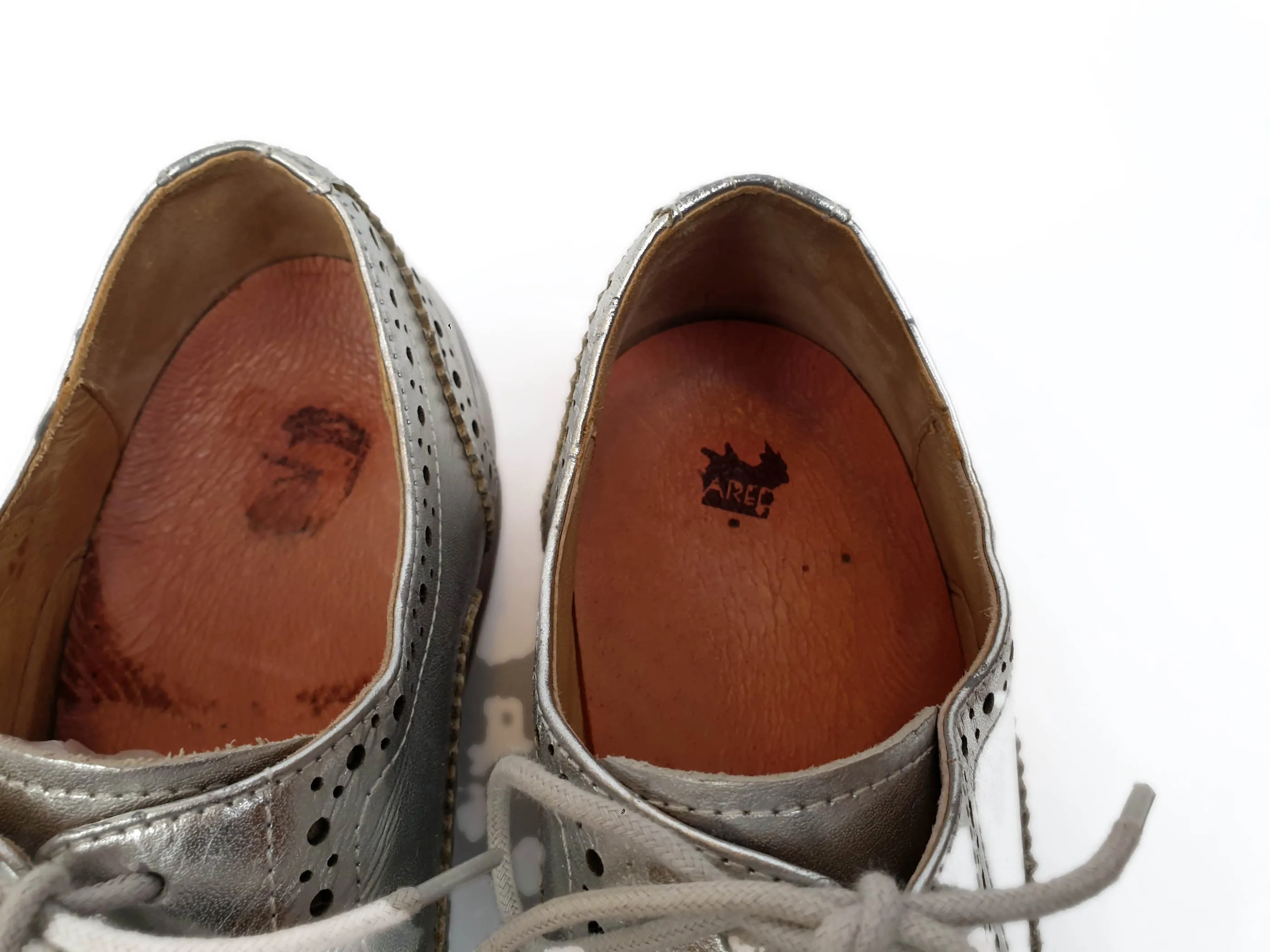 Bared silver brogue style laceups size 39