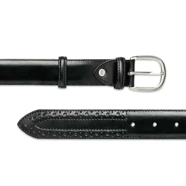 BARKER Belt - Mens Leather Brogue - Black Calf