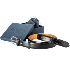 BARKER Belt - Mens Leather Brogue - Black Calf