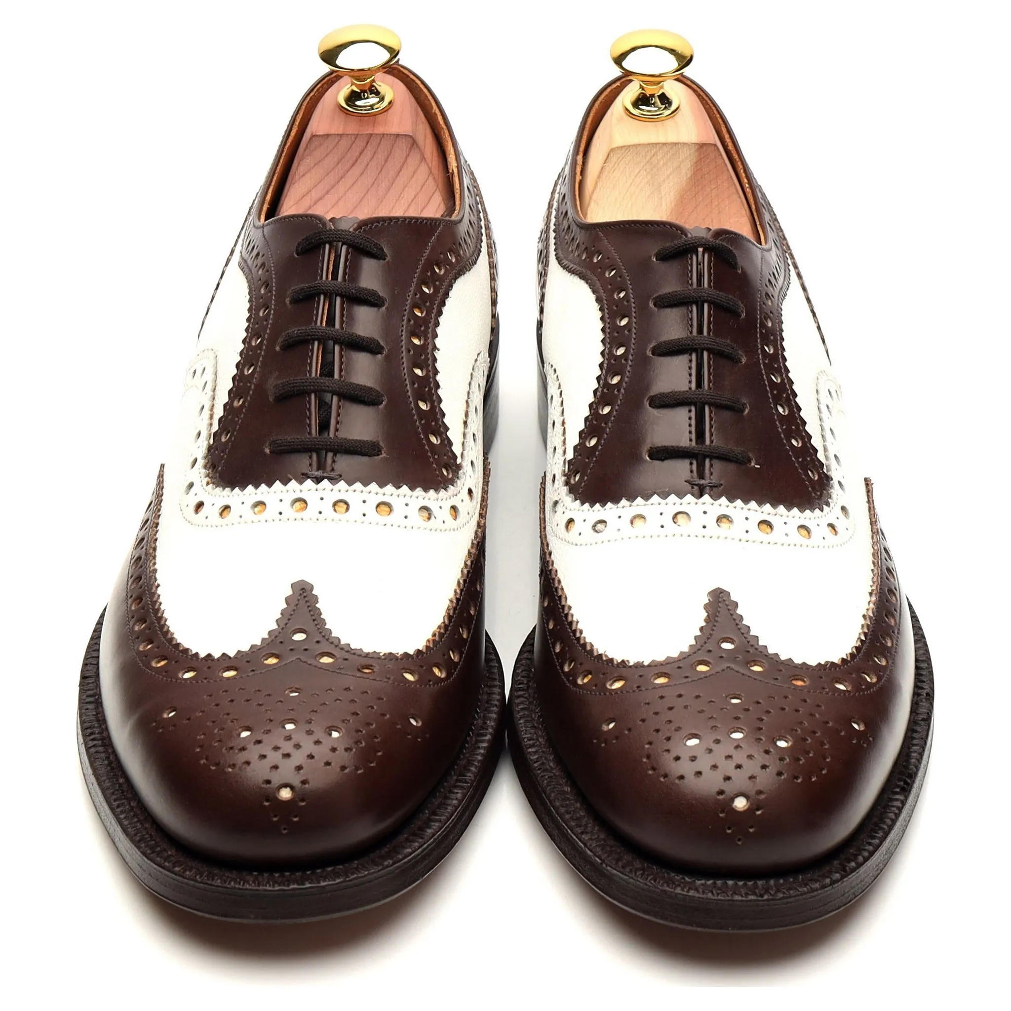 'Basildon' Brown / White Leather Spectator Brogue UK 7.5 F