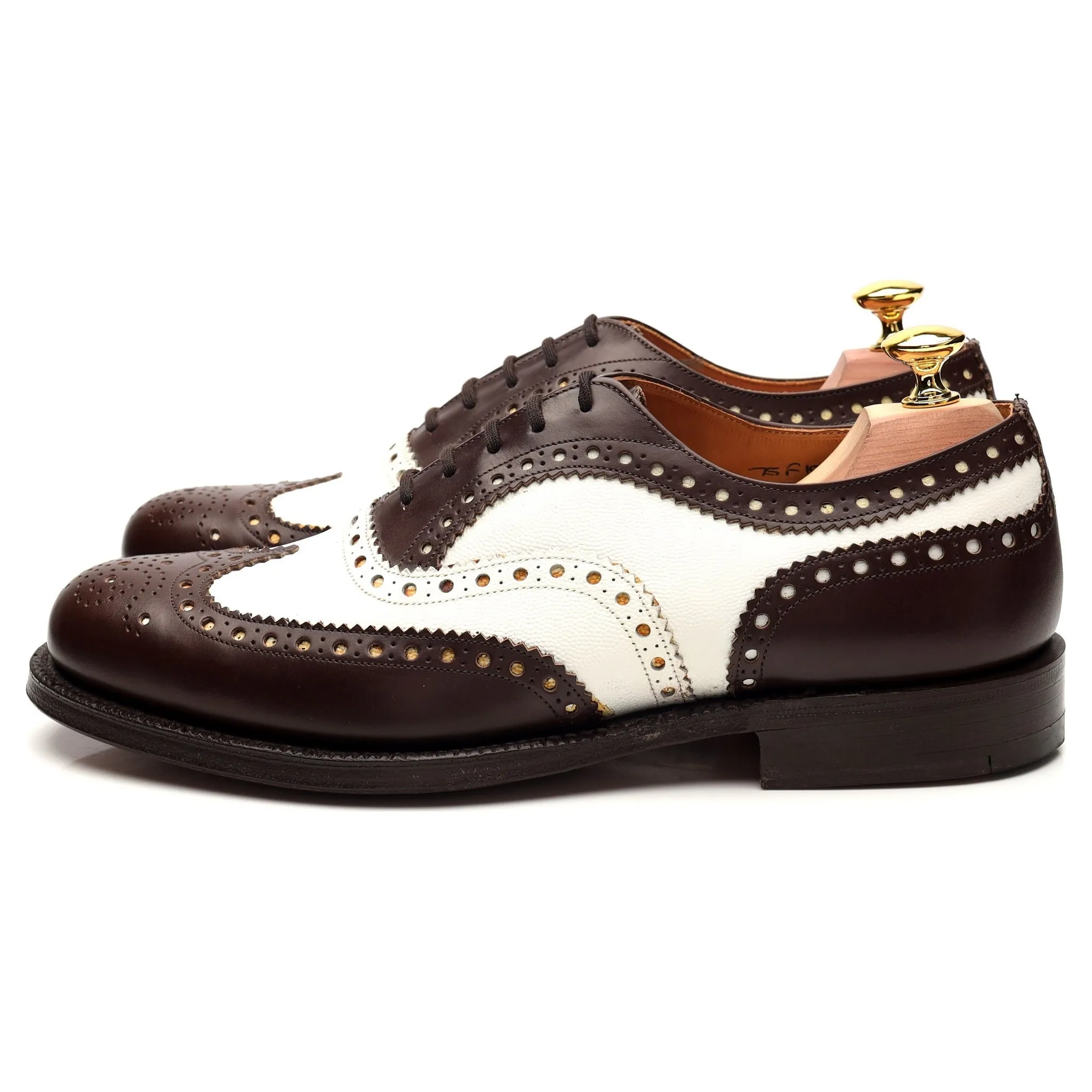 'Basildon' Brown / White Leather Spectator Brogue UK 7.5 F