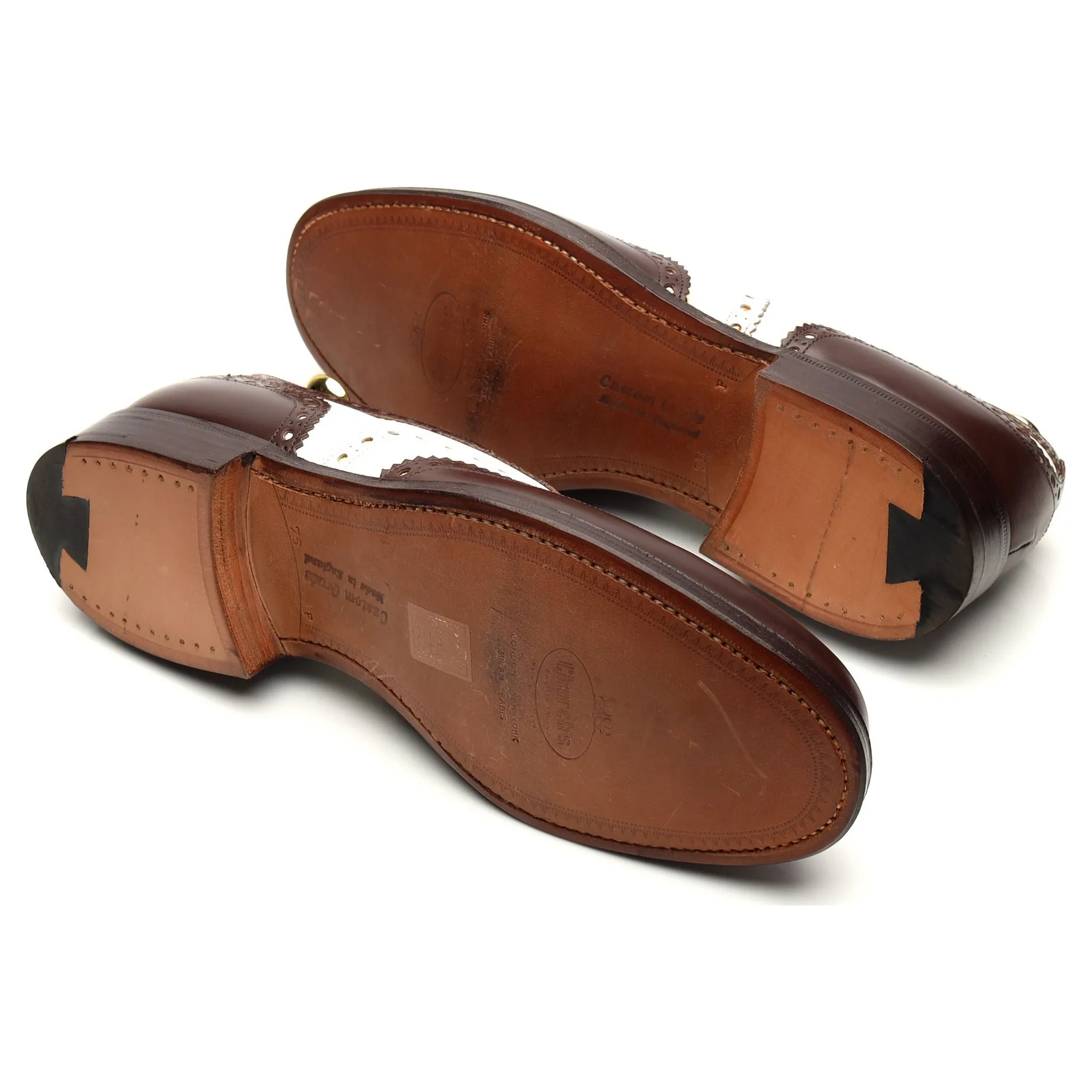 'Basildon' Brown / White Leather Spectator Brogue UK 7.5 F