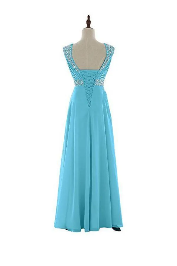 Beaded Chiffon Prom Dresses 2016 Long Bridesmaid Party Dresses BD011
