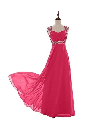 Beaded Chiffon Prom Dresses 2016 Long Bridesmaid Party Dresses BD011