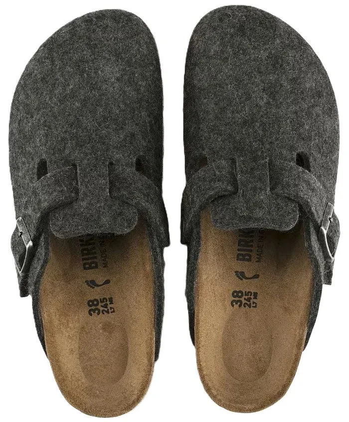 Birkenstock Boston Clog - Anthracite Wool Felt | Comfortable Cork Footbed
