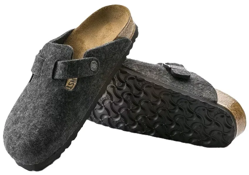 Birkenstock Boston Clog - Anthracite Wool Felt | Comfortable Cork Footbed