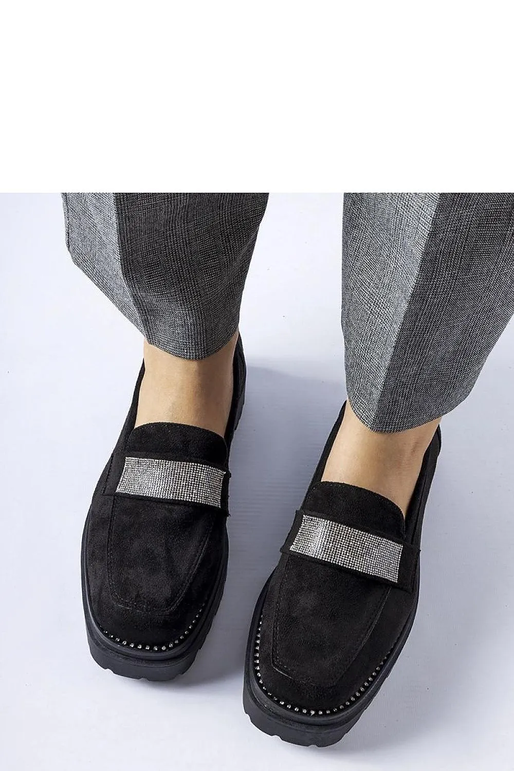 Black moccasins made of eco-suede