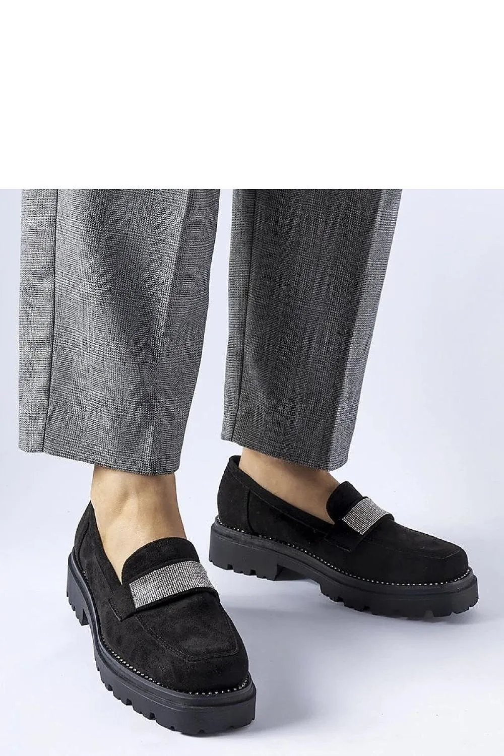 Black moccasins made of eco-suede