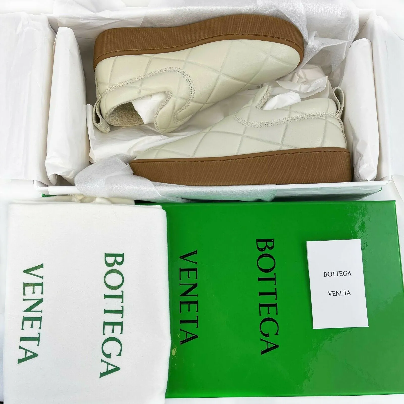 Bottega Veneta - New - The Quilt Sneakers - Wax -Off White - IT 39.5 - US 9.5