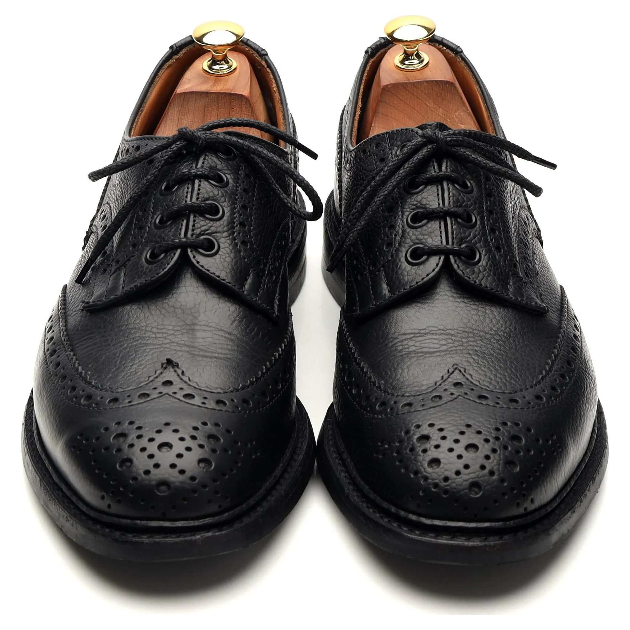 'Bourton' Black Grain Leather Derby Brogue UK 9.5