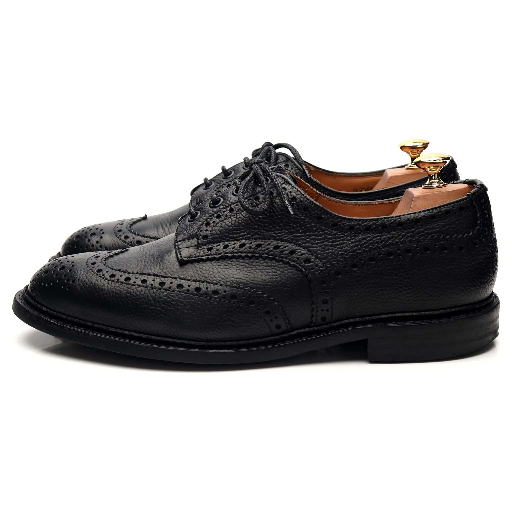 'Bourton' Black Grain Leather Derby Brogue UK 9.5