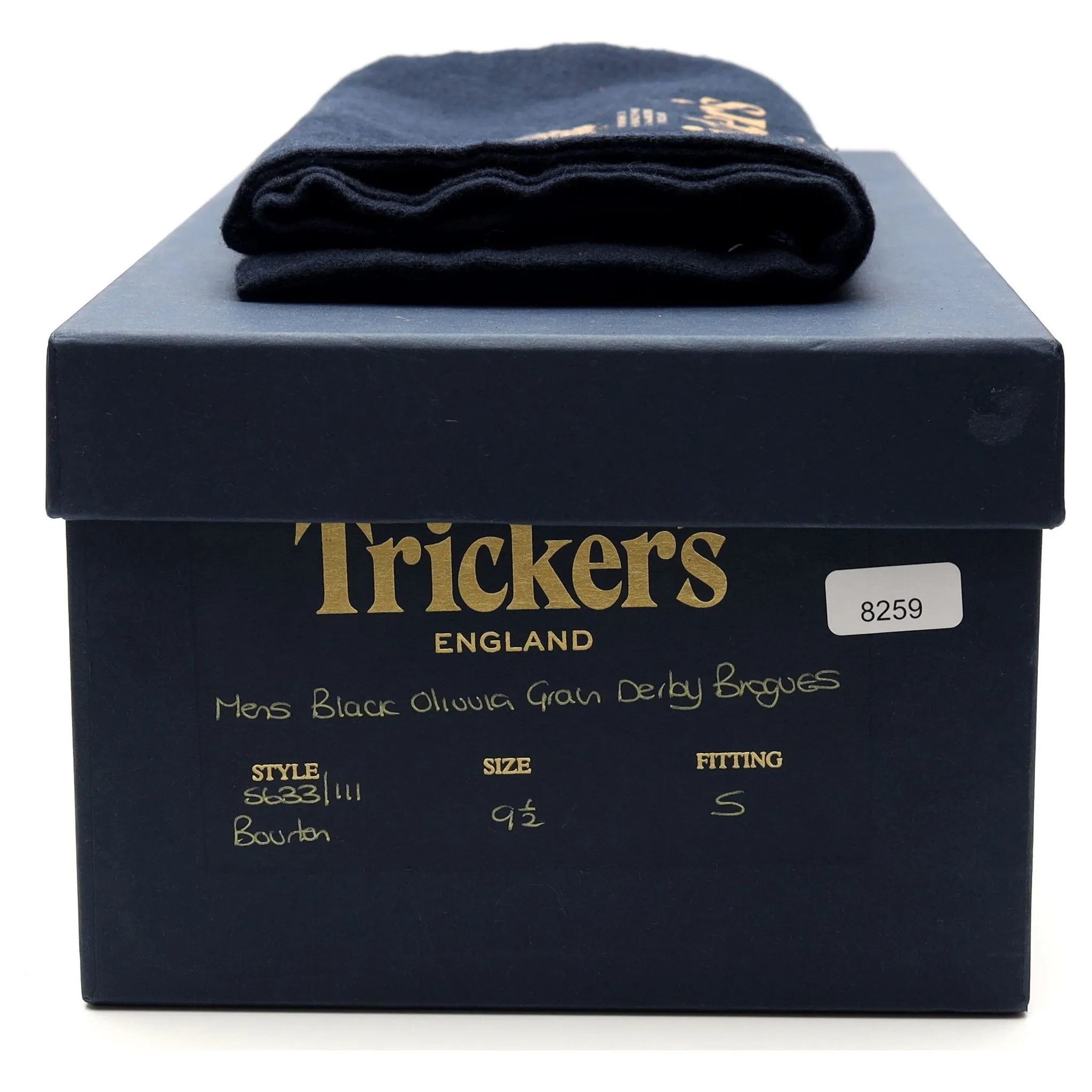 'Bourton' Black Grain Leather Derby Brogue UK 9.5