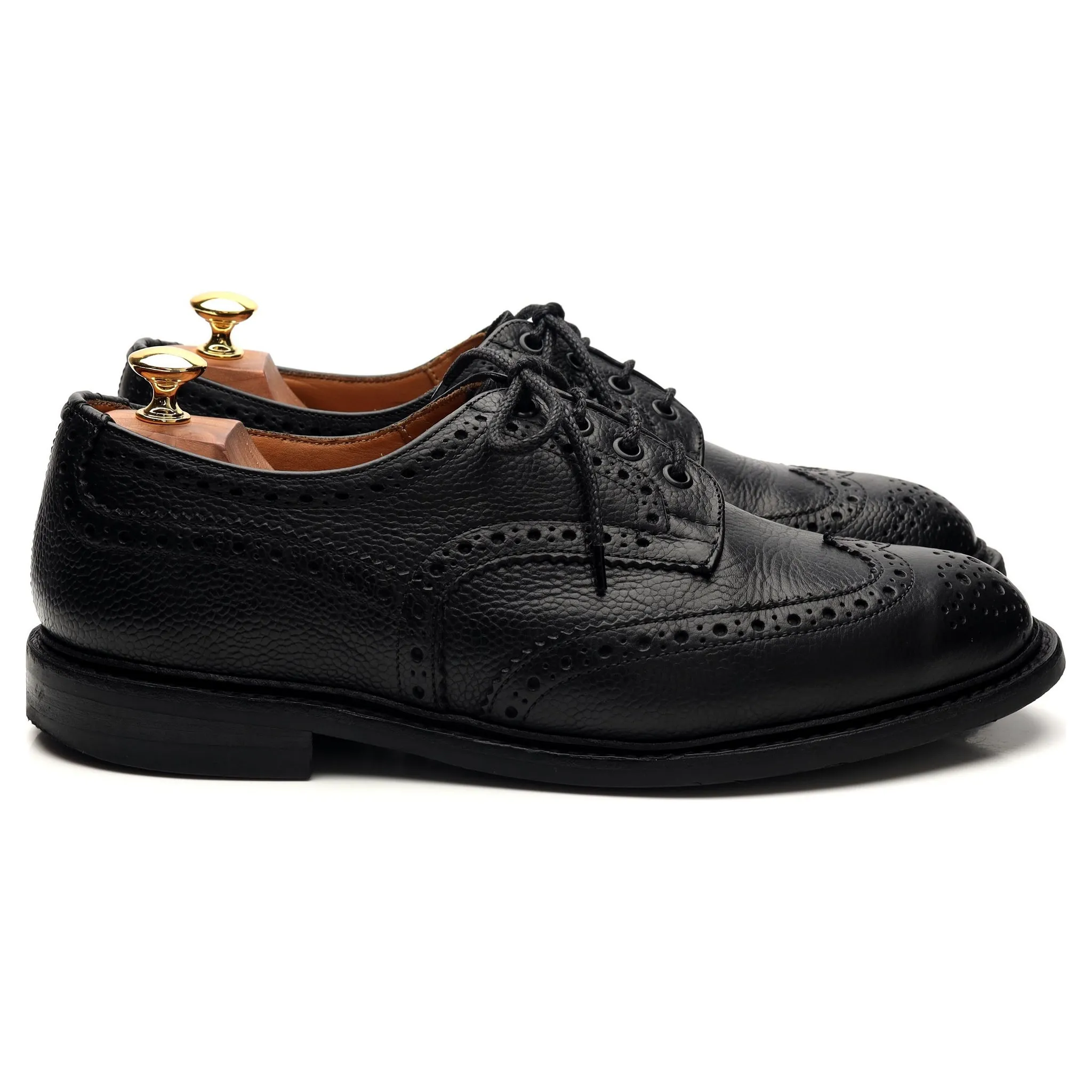 'Bourton' Black Grain Leather Derby Brogue UK 9.5