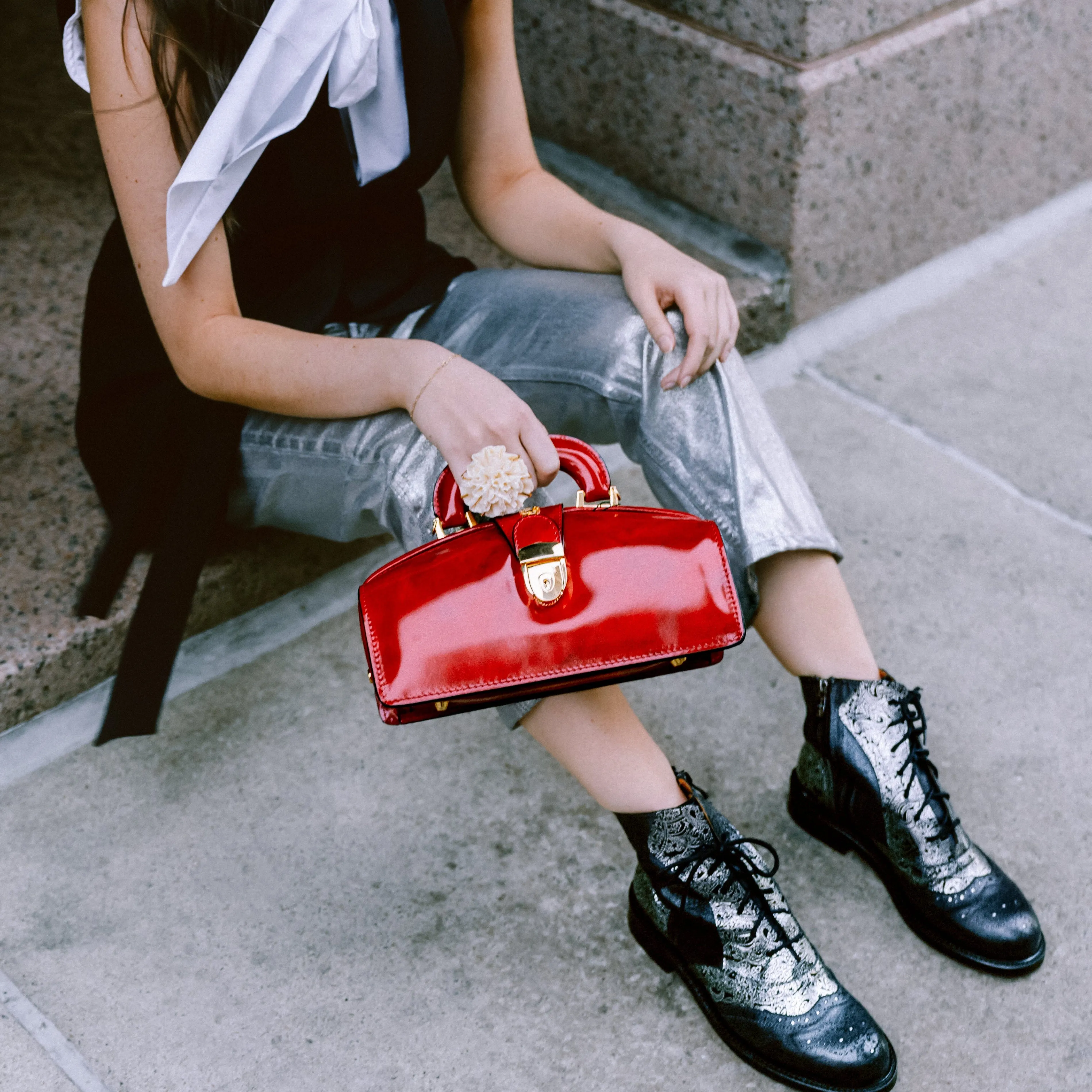 Brick Lane Boots - Black & Silver